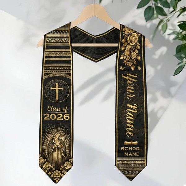 Personalized Mexico Themed Graduation Stole with Name & School Sash, Custom Flag Print Sash 2026, Unique Cultural Graduation Gift for Seniors