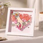 Personalized Flower Shadow Box, Holding Hands Rose Frame with Kids' Names, Mother's Day Gift for Mom/Grandma