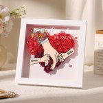 Personalized Holding Hands Flower Shadow Box, Rose Frame with 2-8 Grandkids Names, Unique Mother's Day Gift for Grandma/Mom