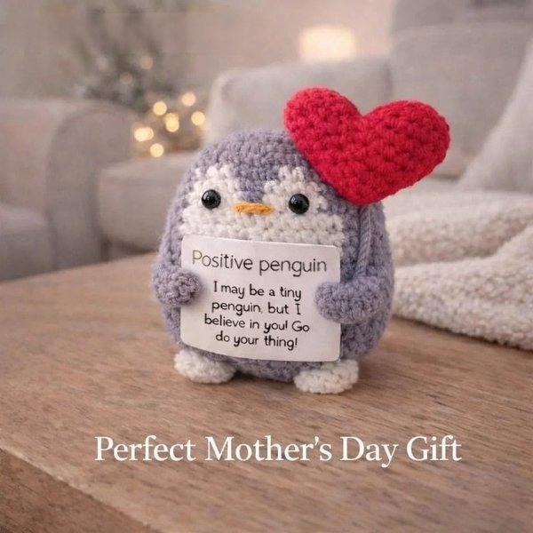 Tiny Penguin Positive Affirmation Plush, Emotional Support Pocket Doll with Card, Cute Desk Decor, Encouragement Gift for Pet Lovers/Famliy/Friends
