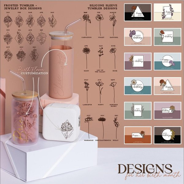 Personalized Birth Flower Gift Box Set with Name, Birthday Gift for Best Friend/Mom/Flower Enthusiasts