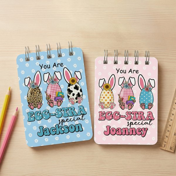 Personalized Bunny Easter Egg Notebook with Name, You Are Egg-Stra Special A7 Pocket Notebook, Travel Accessory, Easter/Back to School Gift for Kids