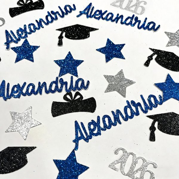 Personalized Graduation Confetti with Name & Year for Class of 2026 Party Decorations