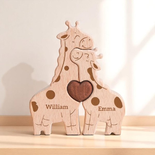Personalized Giraffe Family Puzzle with 2-5 Names, Nursery Decor, Mother's Day/ Baby Shower Gift for Family/Giraffe Lovers