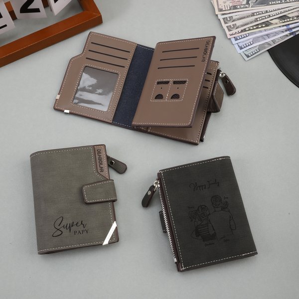 Personalized Engraved Photo Men's Foldable Compact Leather Wallet with  Text Father's Day Birthday Gift for Men