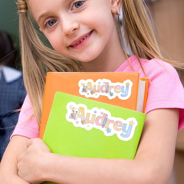 Personalized Cute Balloon Cartoon Animals Stickers Labels with Name, Party Favors, School Supplies, Back to School/Birthday Gift for Boys/Girls