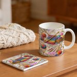 Personalized Knitting Mug with Name, Custom Coffee Cup with Coaster for Knitting Lovers, Mother's Day/Birthday Gift for Grandma