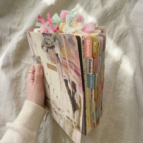 Preloaded Watercolor Bible with Tabs & Handwritten Notes, Christian Gift