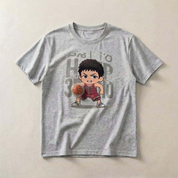 Personalized Spinning Basketball Cartoon Kids T-Shirt from Photo, Fun Interactive Birthday Gift for Boys/Basketball Lover