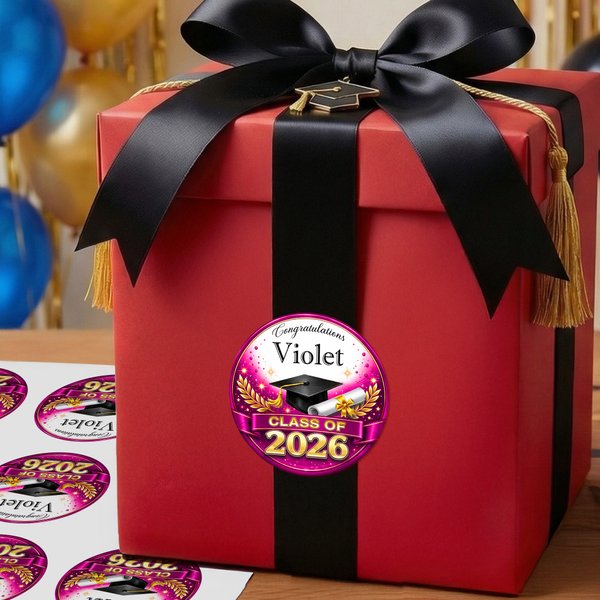 Personalized Congratulations Graduation Waterproof Stickers with Name and Year Favor Label Celebration Graduation Party Decor for 2026 Graduates