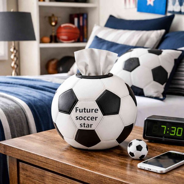 Boîte de mouchoirs personnalisée avec nom, décoration intérieure, cadeau d'anniversaire et d'équipe unique pour les adolescents/amoureux du football