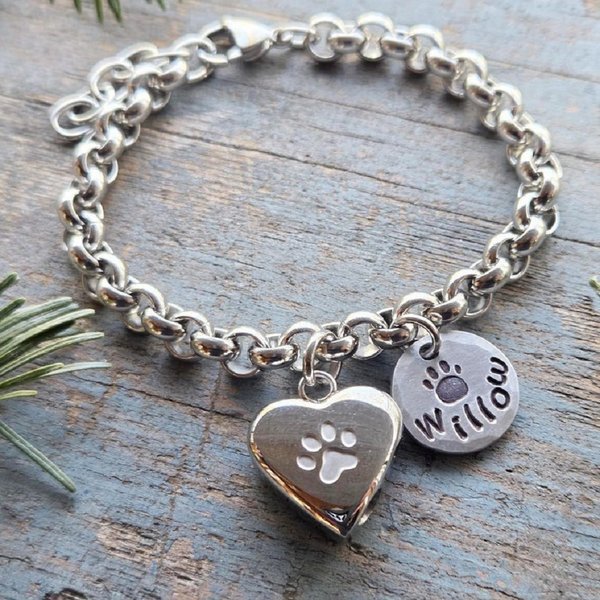 Bracelet d'urne de crémation personnalisé avec nom, bijoux commémoratifs pour chien ou chat, cadeau de sympathie pour les propriétaires d'animaux.