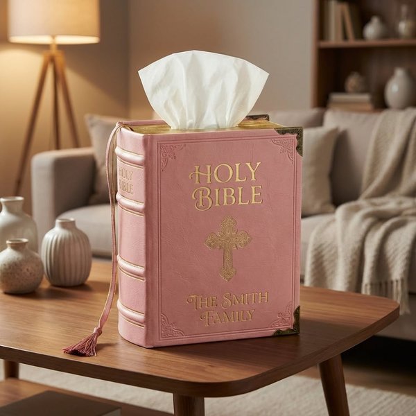 Personalized Bible-Themed Tissue Box with Text, Turn Faith into Everyday Comfort, Birthday/Mother's Day Gift for Christian/Family/Mom