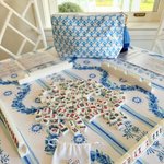 Set de voyage Mahjong comprenant un sac, des supports en bois et des dés, Accessoire de voyage Mahjong, Cadeau pour les amateurs de Mahjong