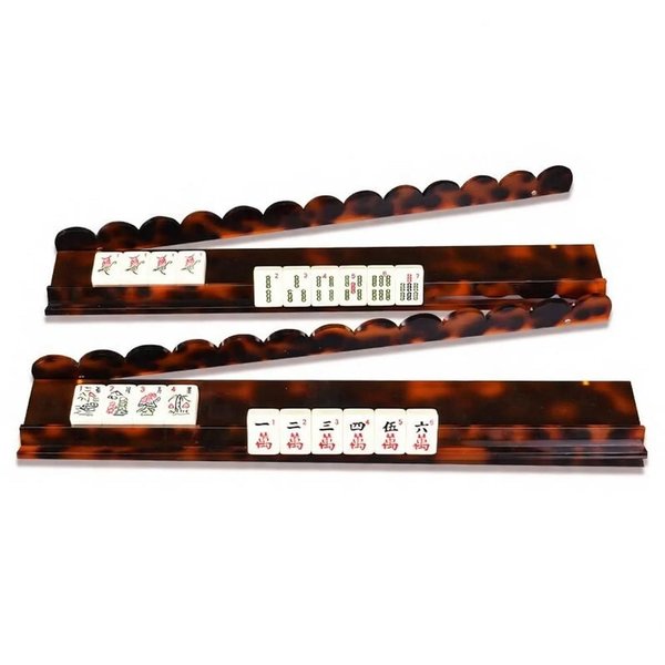 Supports et poussoirs de mahjong en écaille de tortue (lot de 4), cadeau pour les débutants et les joueurs expérimentés de mahjong