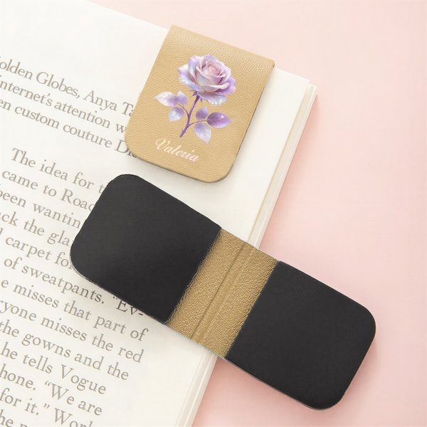 Personalisierte Multicolor Retro Geburt Blume magnetische PU Leder Lesezeichen Clip mit Namen Buch Club Geburtstag Geschenk für Bücherwürmer Lesen Liebhaber