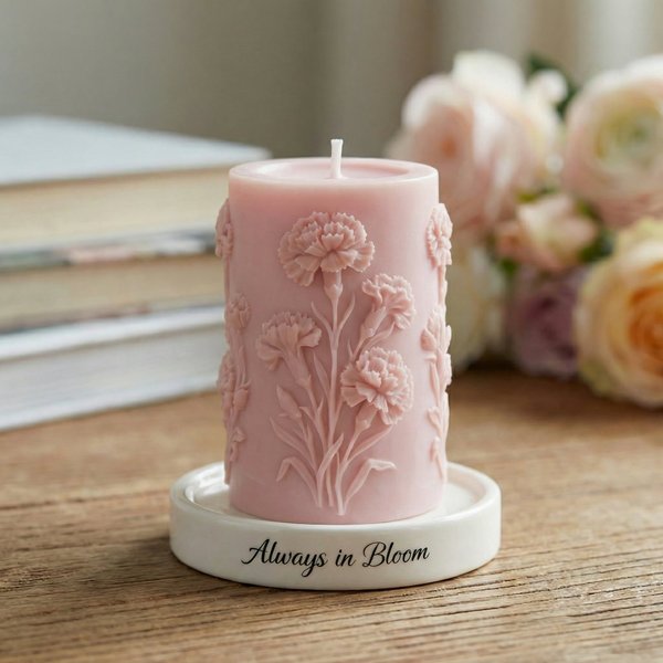 Bougie parfumée fleur de naissance personnalisée avec texte et parfum de fleur assortis, décoration d'intérieur, cadeau de fête des mères/anniversaire significatif pour maman/grand-mère