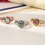 Personalized Engraved Birthstone Graduation Ring with Text Graduation Gift for Class of 2026 Graduates