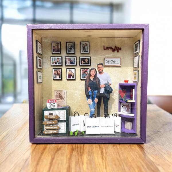 Custom photo gift, 3D Miniature Box, shadow Box, Custom Wedding Anniversary Gift for Wife Husband Parents, Birthday valentine's day gift