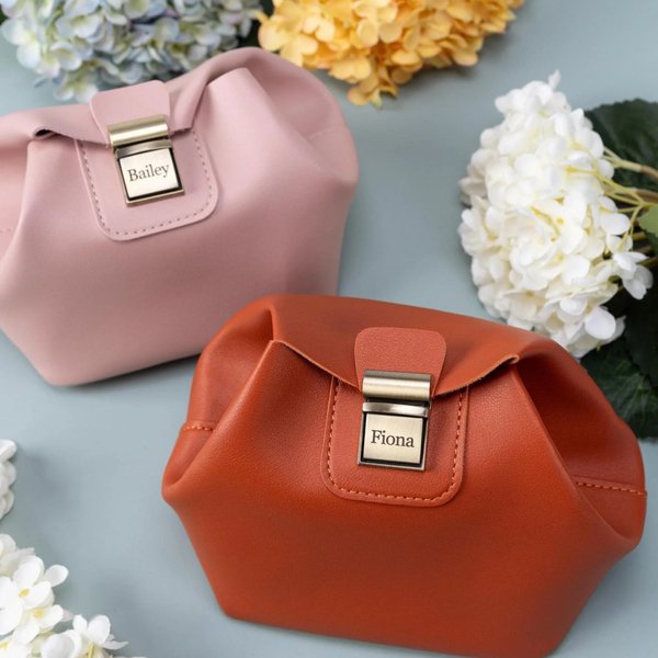 Personalized Clutch-Tuck Lock Makeup Bag-Cosmetic Pouch-Travel Organizer-Cosmetic Storage Organizer-Bridesmaid Gifts-Gifts for Her-11 Colors