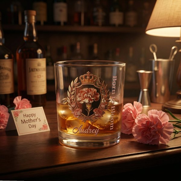 Verre à whisky personnalisé pour maman, souvenir élégant, verre à bourbon à couronne personnalisée, cadeau de fête des mères unique pour maman grand-mère