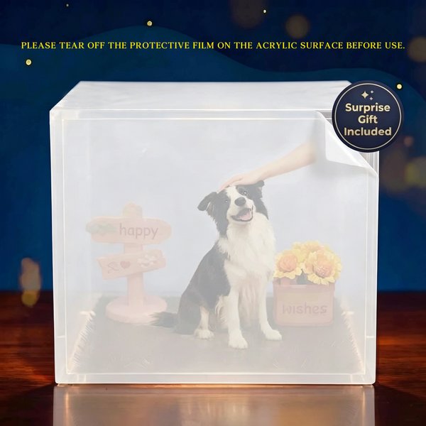 Personalized Holographic Digital Pet House with LED Light, Interactive Tech Pet Bed Gift for Cat/Dog Lovers