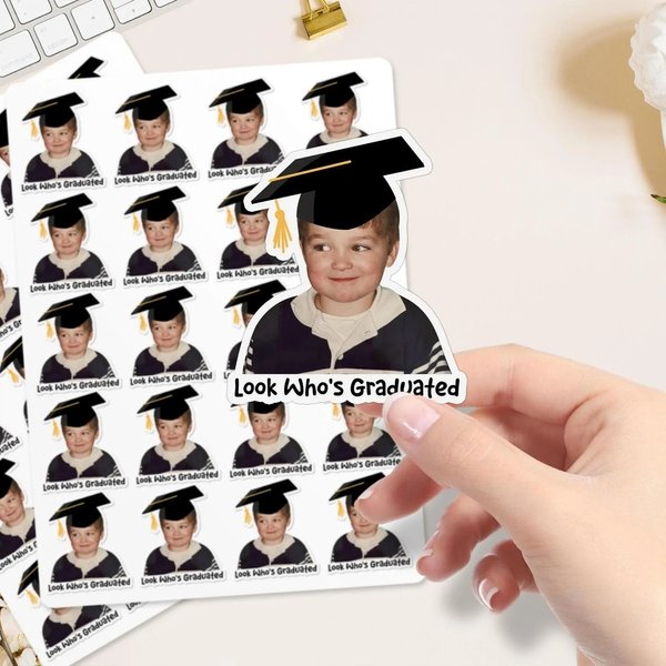 Autocollants photo personnalisés avec texte pour la remise des diplômes, cadeaux pour les invités et les camarades de classe lors de la remise des diplômes