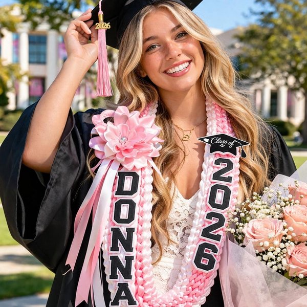 Lei de graduation personnalisé 2026, collier de graduation floral, accessoire de graduation, cadeau de graduation pour la classe de 2026