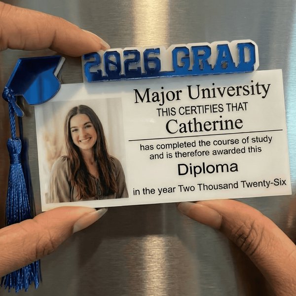 Aimant de réfrigérateur personnalisé avec nom et photo, souvenir de la promotion 2026, cadeau de fin d'études pour le diplômé/la famille