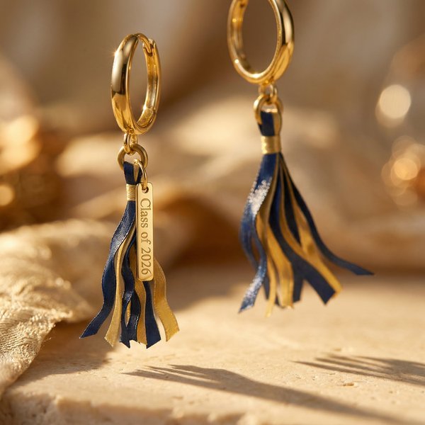 Boucles d'oreilles personnalisées avec texte et couleur, Bijoux de la classe 2026, Cadeau de fin d'études pour elle / diplômé(e)