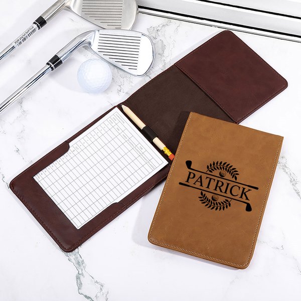 Personalized Golf Element Multicolor PU Leather Golf Scorecard Holder with Name Game Day Birthday Gift for Golf Player Lover