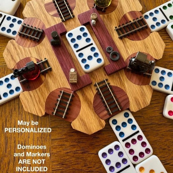 Handmade Mexican Train Domino Hub - Red Oak, Cedar & Purple Heart