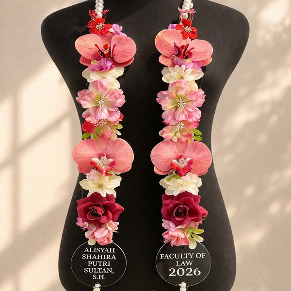 Etole de graduation en perles avec texte, ruban et tissu fleuri, fait à la main, cadeau de graduation unique pour elle.