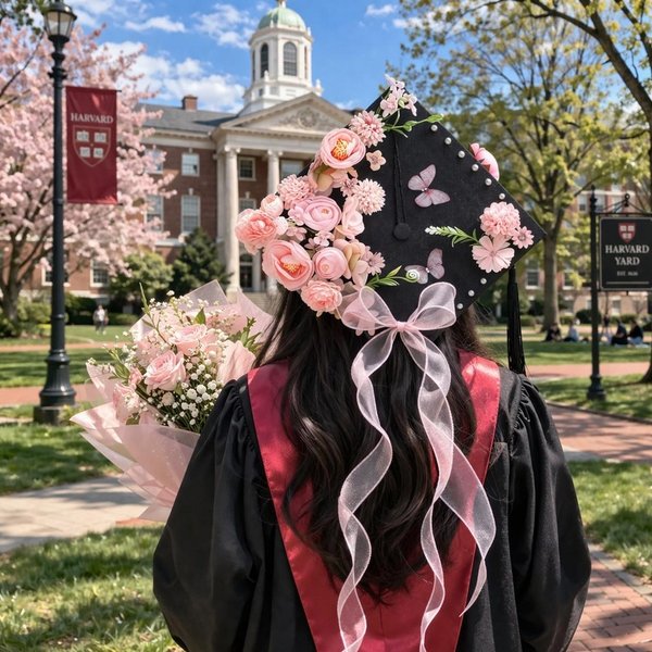 Chapeau de fin d'études avec papillon floral personnalisé, chapeau de fin d'études avec papillon pastel, cadeau de fin d'études pour les femmes