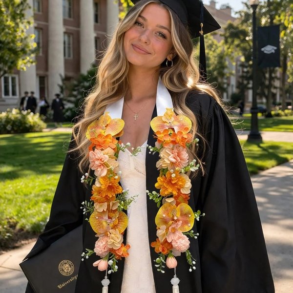 Etole de graduation personnalisée, faite à la main, avec ruban et fleurs en tissu, cadeau de graduation pour diplômé(e)