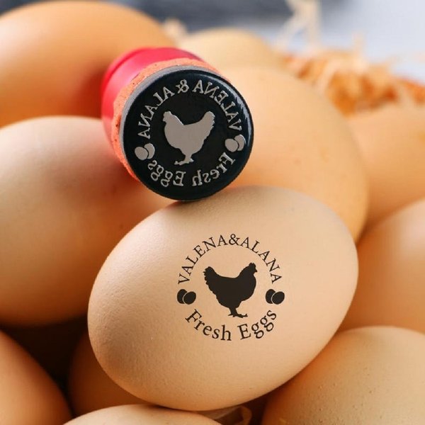 Personalized Egg Stamps with Name and Date, Chicken Coop Mini Egg Stamp, Birthday Gift or Farmer