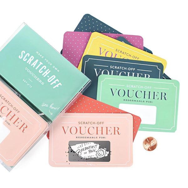 Scratch-off Vouchers // last minute husband Christmas gift, love coupons, IOU Valentine's Day gift, love voucher, guy stocking stuffer