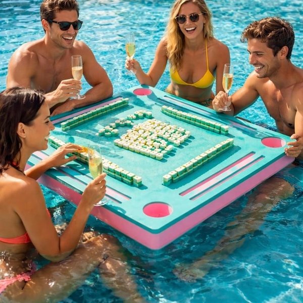Table de Mahjong flottante avec plateau de jeu en EVA imperméable à l'eau, cadeau de fête pour les amateurs de jeux.