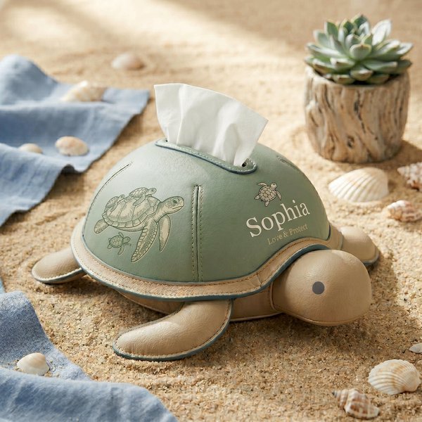 Personalized Sea Turtle Tissue Box with Name, Ocean Conservation & Love Protect Design, Birthday/Mother's Day Gift for Her/Mom/Friend