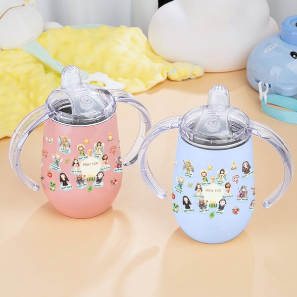 Tasse isolante 10 oz avec nom Baptême Catholique Prière Utilisation quotidienne Cadeau pour enfant en bas âge