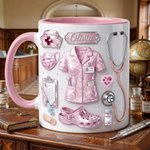 Personalized Nurse Life 3D Embossed Mug with Name, Crystal Style Medical Icons, Appreciation/Graduation Gift for Nurses/Medical Staff