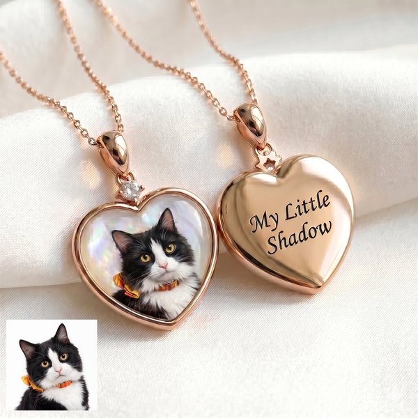 Personalized Mother of Pearl Pendant Necklace with Pet Portrait and Name, Memorial Jewelry, Pet Loss/Sympathy/Anniversary Gift for Pet Owners