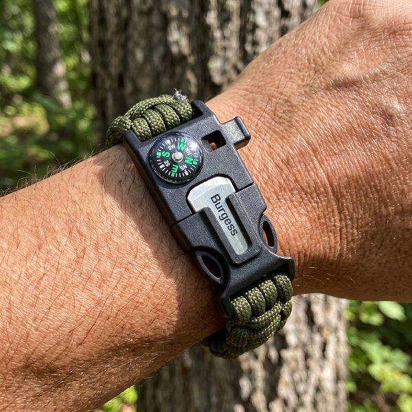 Custom Name Outdoor Camping & Survival Bracelet, Survival Wristband Bracelet with Compass/Flint Fire Starter/Whistle, Birthday Gift for Outdoor Lovers