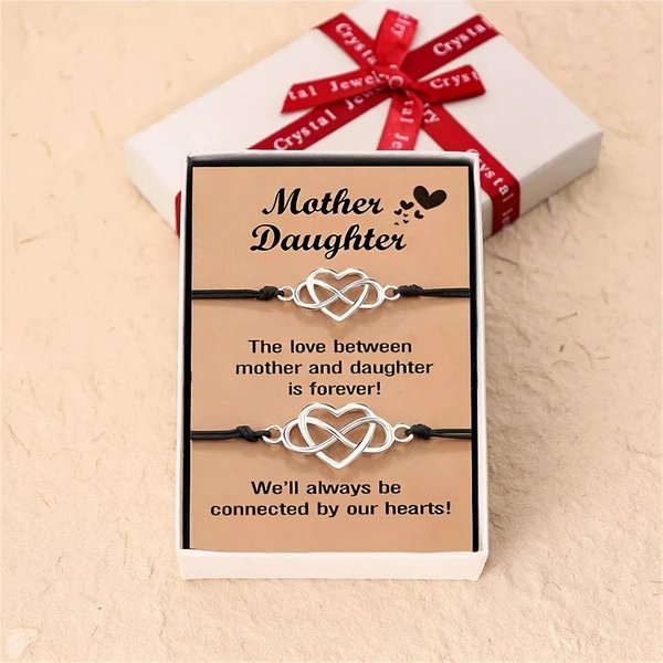Mother Daughter Bracelet Set, Heart-Shaped Infinite Love Forever Bracelet, To My Daughter Bracelet, Mom Daughter Jewelry Gifts for Mother