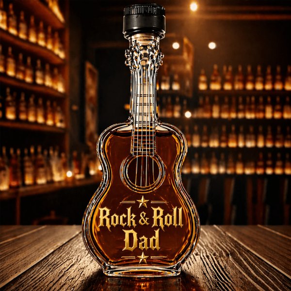 Bouteille de vin personnalisée en forme de guitare avec nom/phrase, carafe à liqueur de style rock, cadeau de fête des pères/anniversaire pour papa/amoureux de la musique