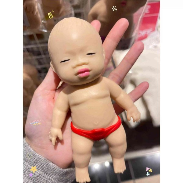Pocket Stress Relief Toy, Funny Squeeze Baby Doll, Soft Rubber Fidget Toy, Gag Gift for Adults & Kids