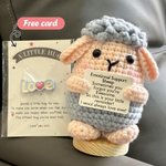Personalized Emotional Support Crochet Sheep Toy Plush with Card, Handmade Crochet Positive Sheep, Desk Decoration, Funny Gift for Kids/Adults