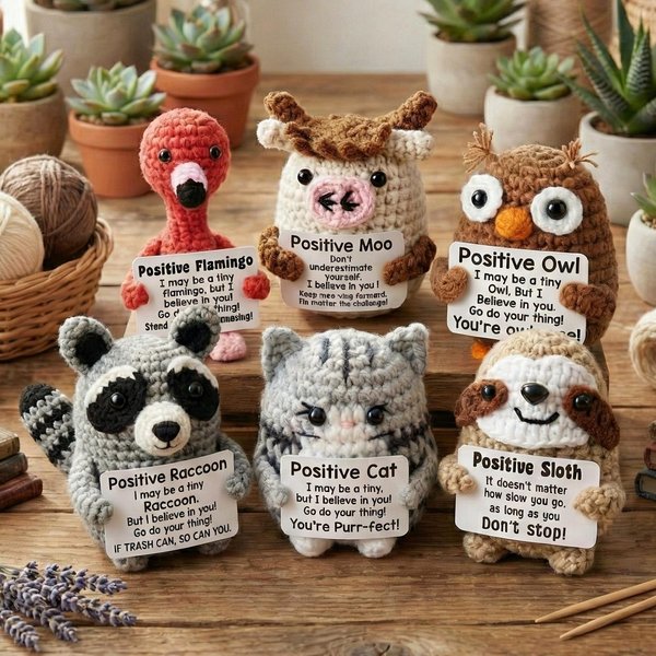 Animal de soutien émotionnel au crochet, compagnon de bureau amusant, cadeau de santé mentale pour enfants/adultes