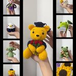 Animal de fin d'études au crochet avec bonnet et fleur, choix grenouille/ours/lapin, cadeau de fin d'études/fin de scolarité pour les diplômés/amoureux des animaux