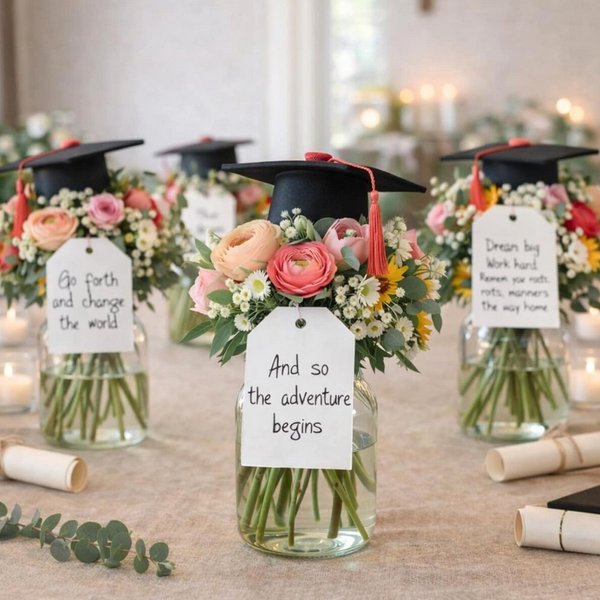Etiquettes de centre de table et chapeaux de fin d'études, Etiquettes de fin d'études inspirantes, Décoration de fin d'études, Cadeau de fin d'études/amis/étudiants